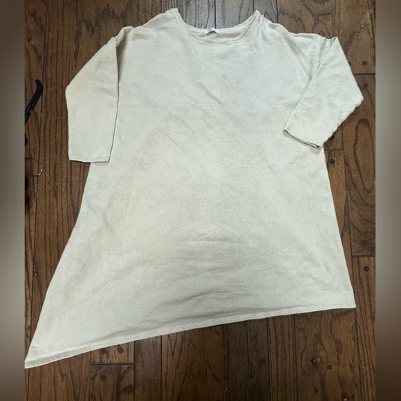 Krista Larson Oversized Asymmetrical Tunic Dress Top One Size Ivory Lagenlook Q - Picture 8 of 8